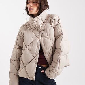 Miss Selfridge Light Taupe Quilted Puffer Jacket - Women